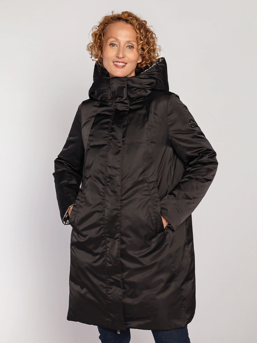 Пуховик двусторонний на натуральном пуху с капюшоном